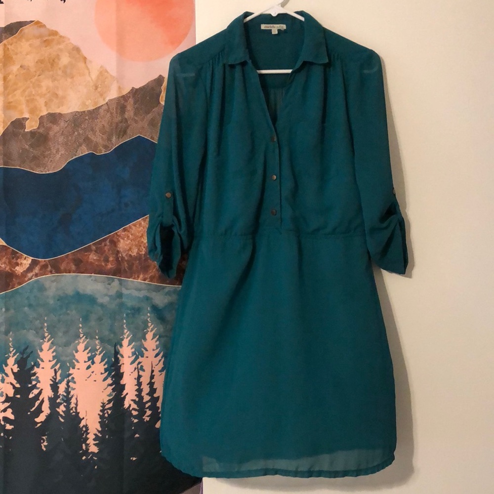 Charlotte Russe Dark teal 3/4 sleeve dress! Size medium